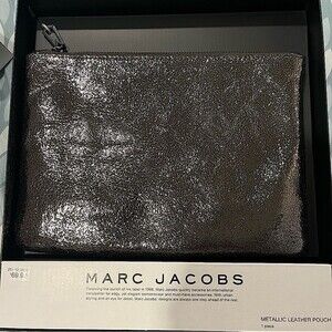 NIB Marc Jacobs x Neiman Marcus Metallic Leather Zip Top Pouch